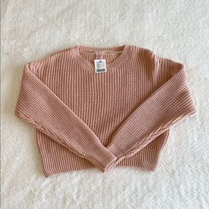 Urban Outfitters Cropped Knit Sweater in Nude
